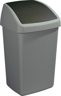 Sunware - Delta prullenbak met swingdeksel 50 L grijs/ zwart - 39,5 x 34,5 x 66,5 cm