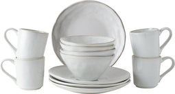 Dutch Rose Organic Serviesset 4 persoons - 12 Delig Servies Wit