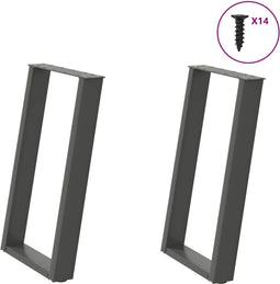 vidaXL - Eettafelpoten - 2 - st - U-vormig - 60x(72-73) - cm - staal - antraciet