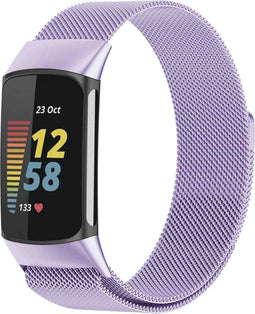 imoshion Milanees magnetisch bandje - Geschikt voor Fitbit Charge 6, Charge 5 - Paars - M