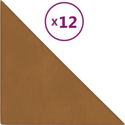 vidaXL - Wandpanelen - 12 - st - 0,54 - m² - 30x30 - cm - fluweel - bruin