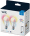 WiZ A60 E27 - Slimme LED Lamp - Dimbaar warm- en koelwit licht en miljoenen kleuren (2 stuks)