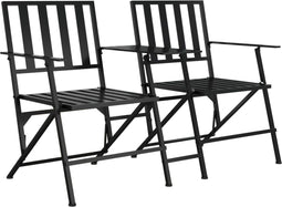 vidaXL - Tuinbank - 2-zits - inklapbaar - 137 - cm - staal - zwart