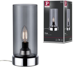 Paulmann Pinja - LED-tafellamp E14 max. 20W - Chroom Rookglas