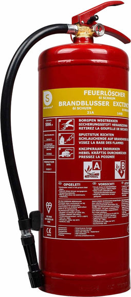Smartwares SB6NL - Brandblusser Schuim 6L - Geschikt voor brandklasse A en B - Incl ophangbeugel