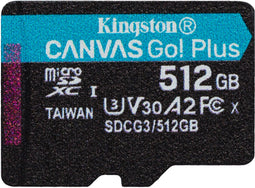 Kingston Canvas Go! Plus - microSDXC 512GB - U3 V30 A2 - tot 170MB/s