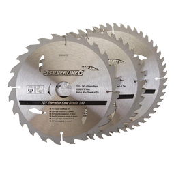 Silverline Cirkelzaagblad set - 210 mm - 24, 40 en 48 tanden - Inclusief verloopringen - 3-delig