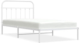 vidaXL - Bedframe - met - hoofdbord - metaal - wit - 100x200 - cm