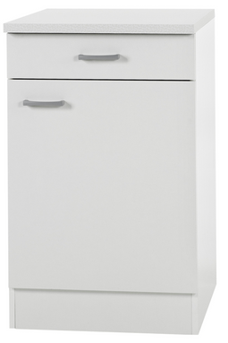 Optifit Klassik 60 - Onderkast met 1 deur en 1 lade - 84,5(h) x 50(b) x 60(d) cm - Wit