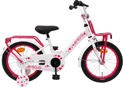 AMIGO Sweetheart Meisjesfiets - Kinderfiets 16 inch - Met Zijwieltjes - Wit