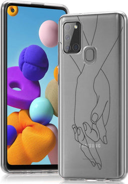 iMoshion Hoesje Geschikt voor Samsung Galaxy A21s Hoesje Siliconen - iMoshion Design hoesje - Transparant / Holding Hands