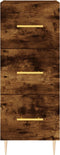 vidaXL - Dressoir - 34,5x34x90 - cm - bewerkt - hout - gerookt - eiken