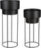 Mica Decorations Bloempot op Standaard - H91xØ38cm - Zwart - Set van 2