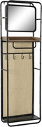 Kapstok DKD Home Decor Spiegel Zwart Hout Metaal Rotan (48 x 20.5 x 150 cm)