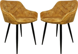 HSM Collection Eetkamerstoel Liverpool Velours/Metaal Goud Set van 2