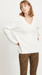Vila Viril - Oversize V-neck Knit Top - Viscose/Polyamide/Polyester - Wit (Alyssum) Dames Maat - XS