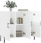 vidaXL - Dressoir - 90x34x80 - cm - bewerkt - hout - hoogglans - wit