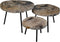 HSM Collection -Salontafel set van 3 - ø60xø50xø40 - Naturel/zwart - Steen/Meta