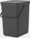 Brabantia Sort & Go - Prullenbak - 25 liter - Inclusief proefverpakking afvalzakken - Dark Grey
