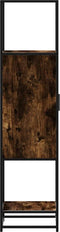 vidaXL - Hoge - kast - 35,5x35x139 - cm - bewerkt - hout - en - metaal - gerookt - eiken