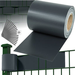 Tectake Privacyfolie Hekwerk - 35 m x 19 cm - PVC - UV-bestendig - Antraciet