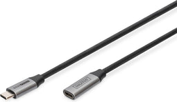 Digitus USB-kabel USB 3.2 Gen1 (USB 3.0 / USB 3.1 Gen1) USB-C, USB-C bus, USB-C stekker 1.00 m Zwart Flexibel, Afgesche
