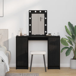 vidaXL - Kaptafel - met - LED-lichten - - - Zwart - Eiken - - - 102x33x135 - cm