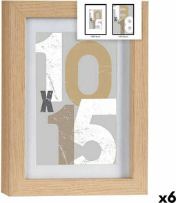 Fotolijsten 16 x 21 x 2,5 cm Natuurlijk Glas Hout MDF (6 Stuks)