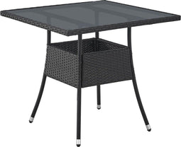Juskys Yoro - Tuintafel - Vierkant 80 x 80 cm - Zwart - Incl. Glasplaat