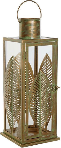 Lykta DKD Home Decor Gouden Metaal 16,5 x 16,5 x 50 cm Blad van een plant
