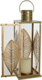 Lykta DKD Home Decor Gouden Metaal 16,5 x 16,5 x 50 cm Blad van een plant