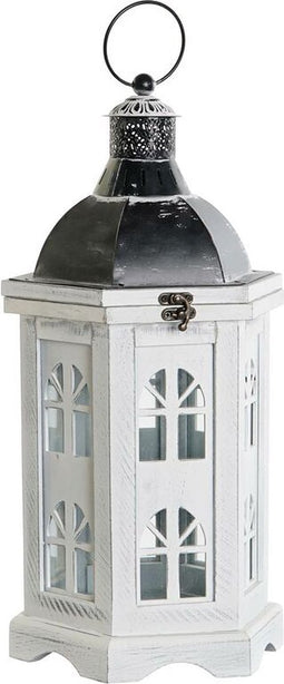 Lykta DKD Home Decor Verouderde afwerking Wit Donker grijs Hout Kristal 19 x 17 x 39 cm