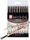 Sakura Pigma Micron 05 - Fineliners - 9 kleuren 0,45mm
