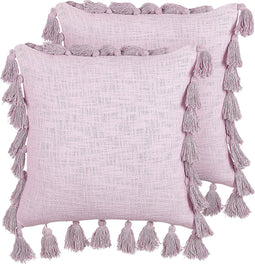 LYNCHIS - Sierkussen set van 2 - Roze - 45 x 45 cm - Katoen