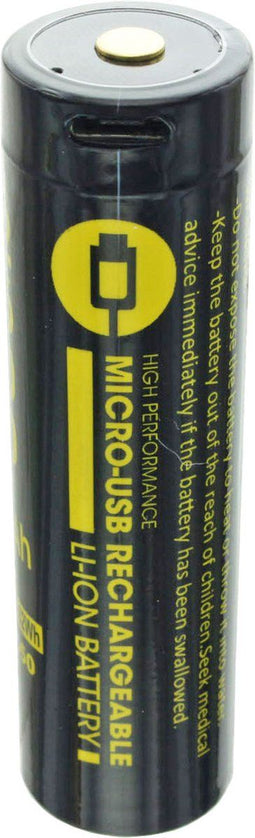 Ronde cel 18650, Li-ion, 3,7 V, 3300 mAh, 12,2 Wh, met USB-oplaadaansluiting