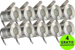 Lyslight Olan Grondspot Voordeelset - Tuinverlichting - 10 Aluminium/RVS Spots - Plug and Play - Laagspanning 24V