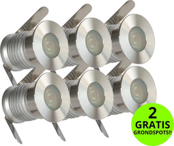 Lyslight Olan Grondspot Voordeelset - Tuinverlichting - 6 Aluminium/RVS Spots - Plug and Play - Laagspanning 24V