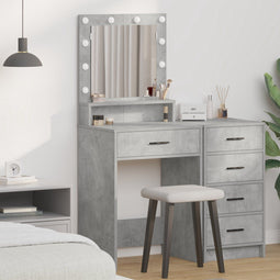 vidaXL - Kaptafel - met - LED-verlichting - - - Betonnen - Grijs, - 50 - x - 41 - x - 135 - cm