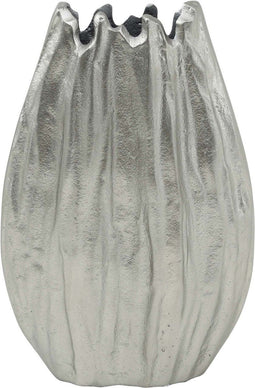 PTMD Zavin Ovale Bloempot - 18 x 6 x 26 cm - Aluminium - Zilver