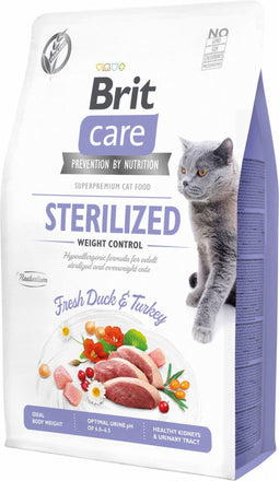 Brit Care Cat Grainfree Adult Sterilized Weight Control Fresh Duck & Turkey 2 kg - Kat