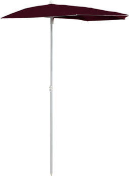 vidaXL - Parasol - half - met - paal - 180x90 - cm - bordeauxrood