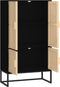 vidaXL - Hoge - kast - 70x35x125 - cm - bewerkt - hout - zwart