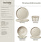 tectake® Serviesset Una - 24-delig - Aardewerk - 6 Persoons - Modern Design - Taupe