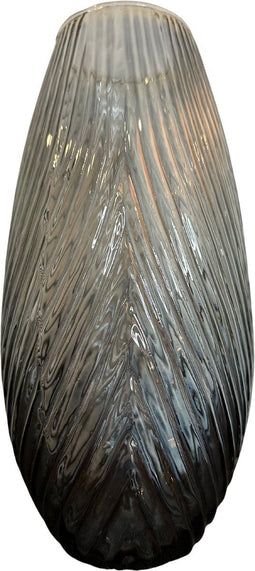 Leaf Design Glas Vaas Ovaal Grijs Langwerpig 30 cm