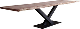 Old Inn - Eetkamertafel - Boomstamtafel - Industrieel - Acaciahout - Metalen V-poot - 240x100x77cm