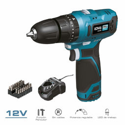 Koma Tools 12 V - Hamerboor met accessoires - Blauw Zwart