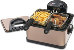 Bestron DF402CO - XL Frituurpan - 3 frituurmanden 4 liter 2000 W koude zone technologie koper