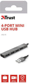 Trust Halyx - USB Hub - 4x USB 2.0 - Aluminium Grijs