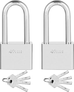 2-Sleutelhangsloten - Veiligheids- en Waterdichte Roestvrijstalen Hangsloten - 40 mm Lange Balk - Geschikt voor Buitendeuren van Magazijnen - Sportscholen en Lockers