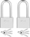 2-Sleutelhangsloten - Veiligheids- en Waterdichte Roestvrijstalen Hangsloten - 40 mm Lange Balk - Geschikt voor Buitendeuren van Magazijnen - Sportscholen en Lockers